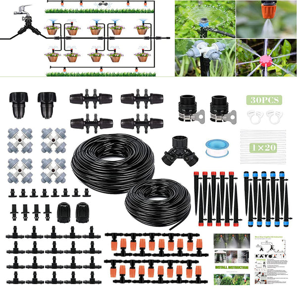 40m DIY Garden Watering Irrigation Kit Flowering Lawn Drip Irrigation Spinkler Greenhouse Planting