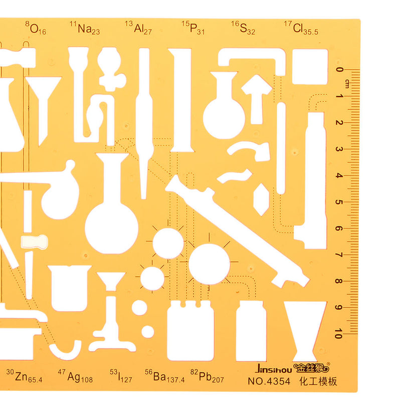 Chemistry Laboratory Experiment Symbols Drawing Template KT Soft Plastic Ruler Design Stencil