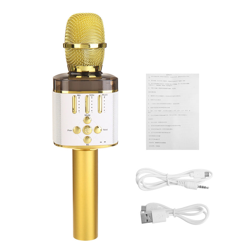 Q136 LED Wireless Bluetooth Handheld Karaoke Microphone HIFI Speaker KTV Player Mic Party