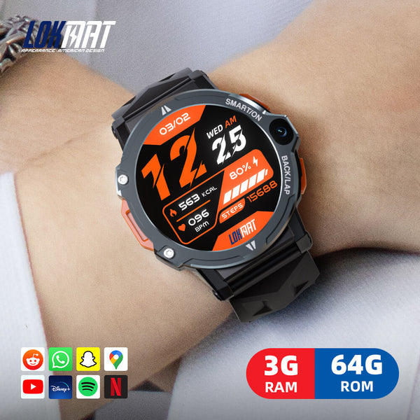 LOKMAT APPLLP 6 PRO 1.54 inch TFT Android 4G Smart Watch Phone Full Round Touch Screen Dual Camera GPS Wifi Call Wacth Heart Rate Monitor