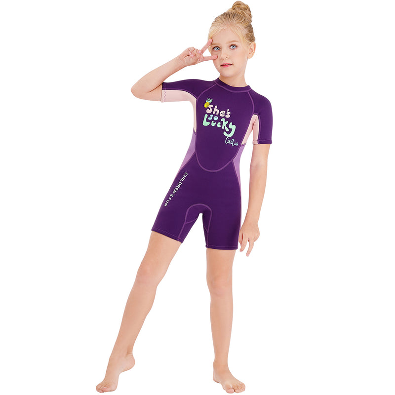 2.5mm Neoprene Short Sleeve Kids Wetsuit UPF50+ Swimming Diving Toddler Child Youth Wet Suits for 2-12 Years Old