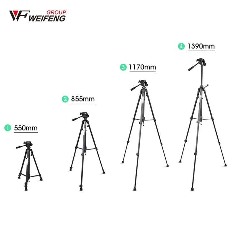 WEIFENG 3520 55CM-139CM Portable Tripod for SLR Camera Camcorder Mobile Phone Photography Selfie Live Broadcast