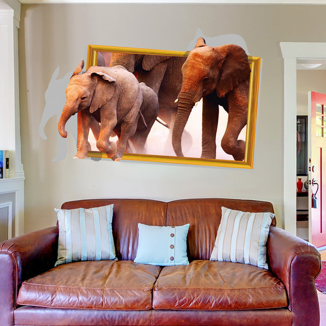 Wall Stickers 3d Three-dimensional Elephant Window Simulation Stickers Living Room Decoration Stickers Furniture Creative