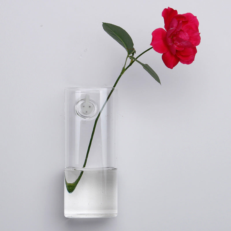 Wall-mounted Long Tube Shaped Glass Flower Vase Home Garden Wedding Party Decoration