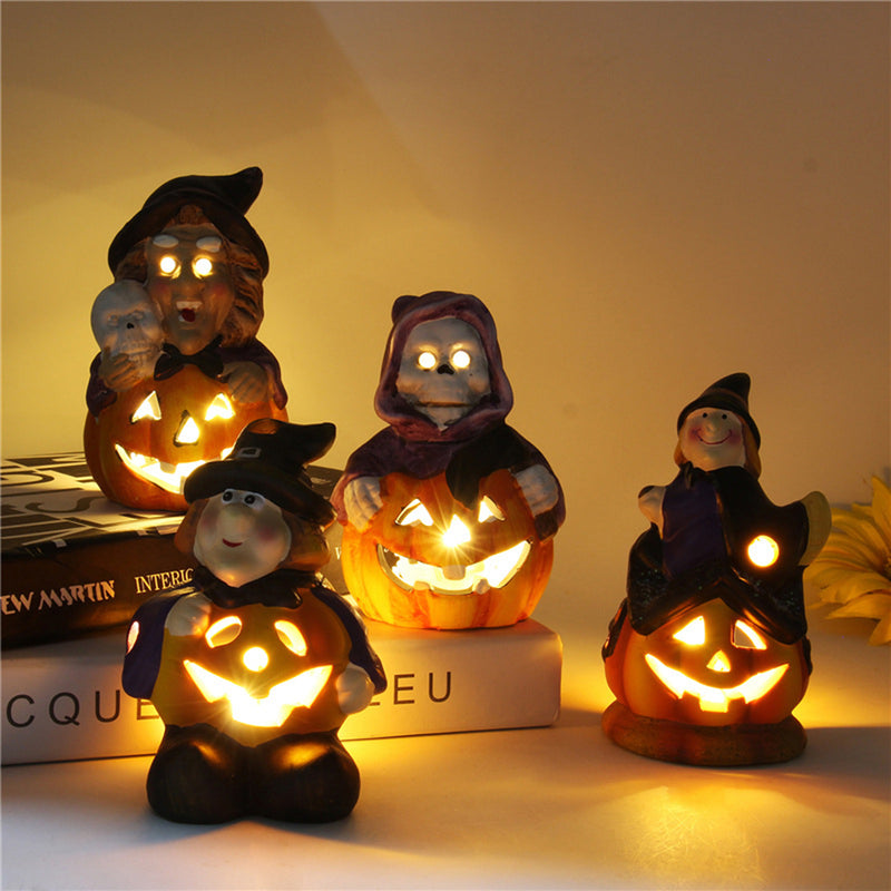 LED Halloween Witch Pumpkin Party Holiday Light Decor Home Desk Lamp Ornament