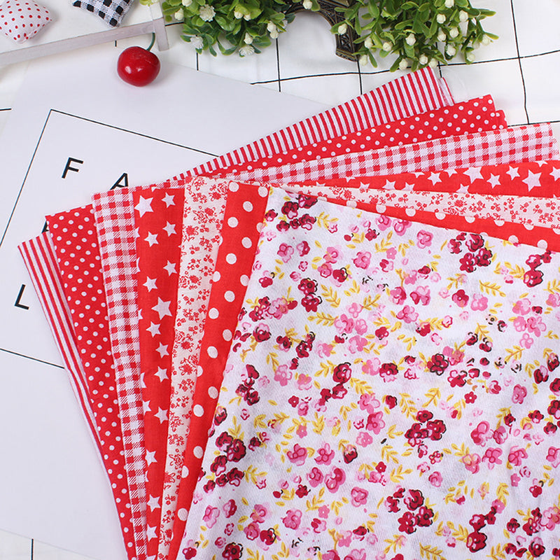 7 Pcs/Set DIY Assorted Pre-Cut Square Bundle Charm Cotton Floral Quilt Fabric Patchwork for Beginner Practicing Sewing Stuff