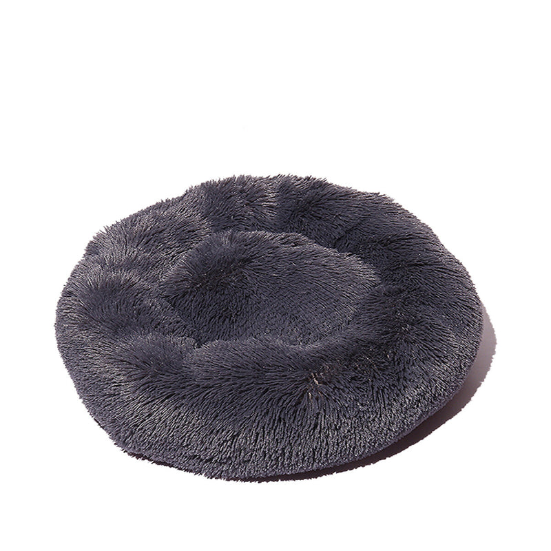 50cm Plush Fluffy Soft Pet Bed for Cats Dogs Circular Design Calming Bed