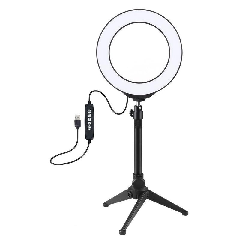 PULUZ PKT3048 RGBW 8 Color 16cm 6.2 Inch LED Video Ring Light with Tripod Stand for Youtube Tik Tok Live Streaming