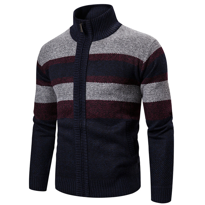 Mens Winter Knitted Cardigan Stand Collar Coat Sweater Knitwear Thick Jacket Cardigan Outwear