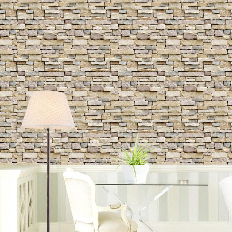 3D Wall Paper Brick Stone Pattern Sticker Rolls Self-adhesive Backdrop DIY Room Decor