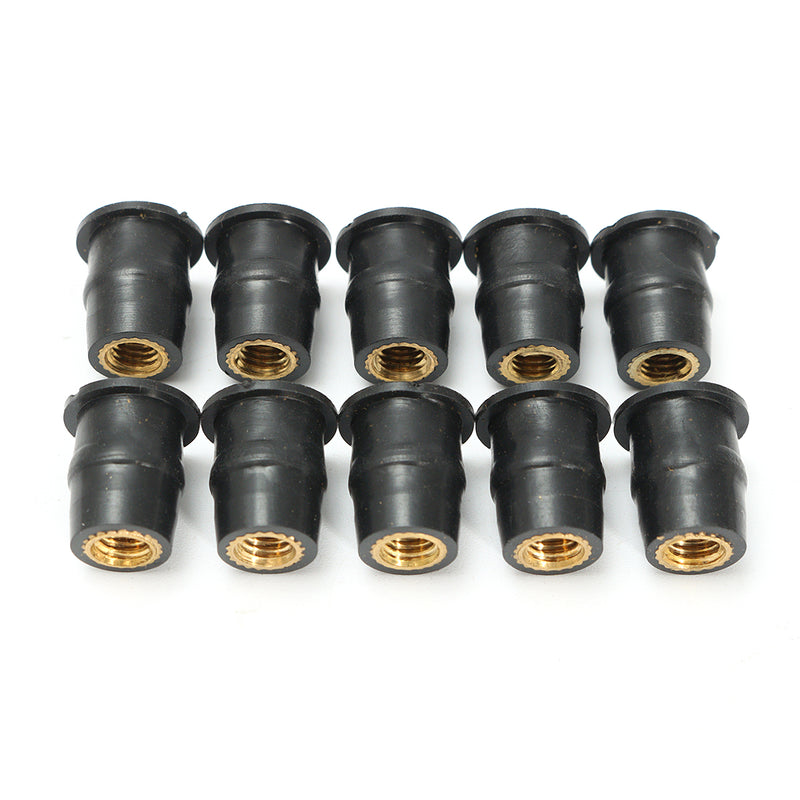 10pcs M5 5mm Metric Rubber Well Nuts Windscreedn Motorcycle Wind Shield Fairing Cowl