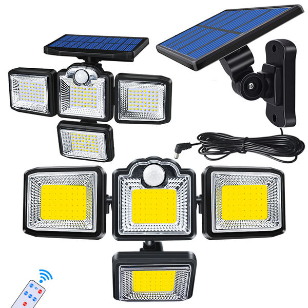 Solar LED Light Outdoor 3 Head Motion Sensor 270 Wide Angle Illumination Waterproof Lights Wall Lamp Street For Garden