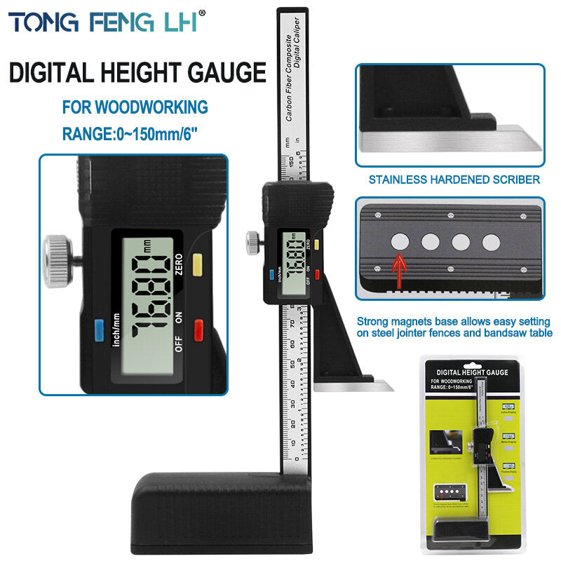 0-150mm Digital Height Gauge Electronic Digital Height Gauge Vernier Caliper Ruler Wood Table Marking Ruler