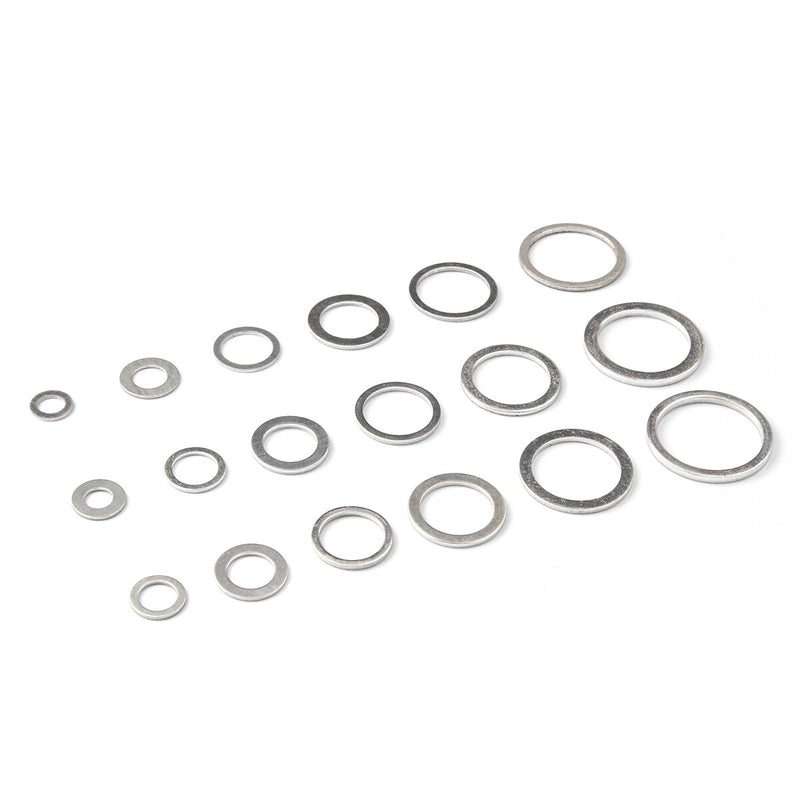 450Pcs Aluminum Sealing Solid Gaskets Washers Assorted Flat Metal O Rings Set for Oil Drain Plug Gasket Sump Plug