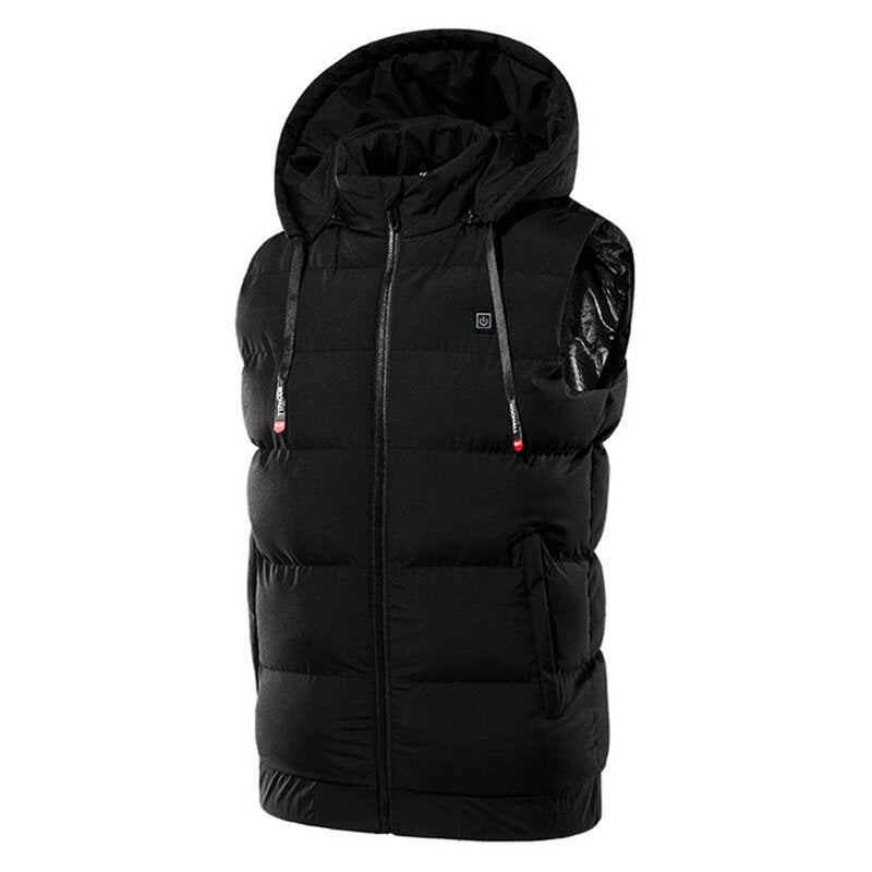 TENGOO 9 Areas Heating Jackets Unisex 3-Gears Heated Vest Coat USB Electric Thermal Clothing Hooded Vest Winter Outdoor Warm Clothing