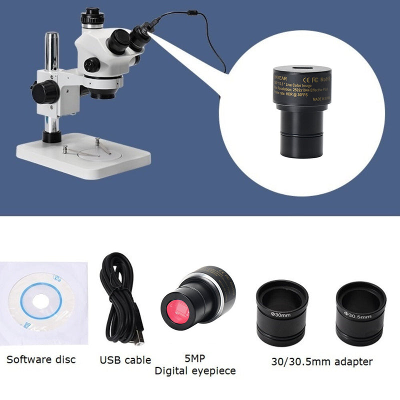 HAYEAR 5MP CMOS USB 2.0 Microscope Ocular Adapter Electronic Eyepiece HD Microscope Camera for Microscopio Stereo and Biological