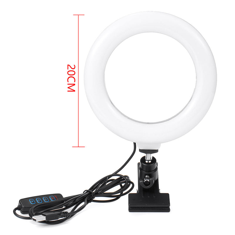 6/8 inch Dektop Fill Light Lamp 2800-7200K 360 Rotation Portable Selfie Ring Light
