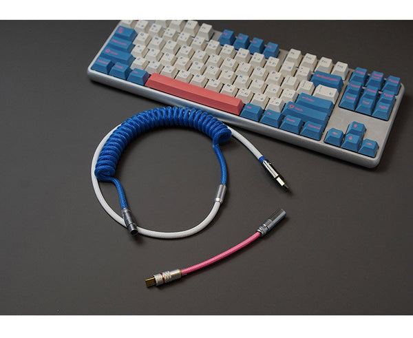 MechZone Handmade Coiled Cable Keyboard Coil Type-C Mini USB DIY Coiled Cable Data Cable USB C Aviation Connector for Mechanical Keyboard