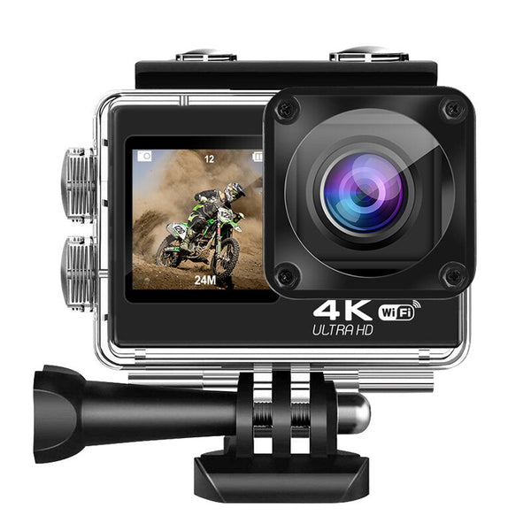 4K 60FPS WiFi Camera with Dual Color Screen 170 Wide Viewing 30M Waterproof EIS Anti-shake Outdoors Sports Camera