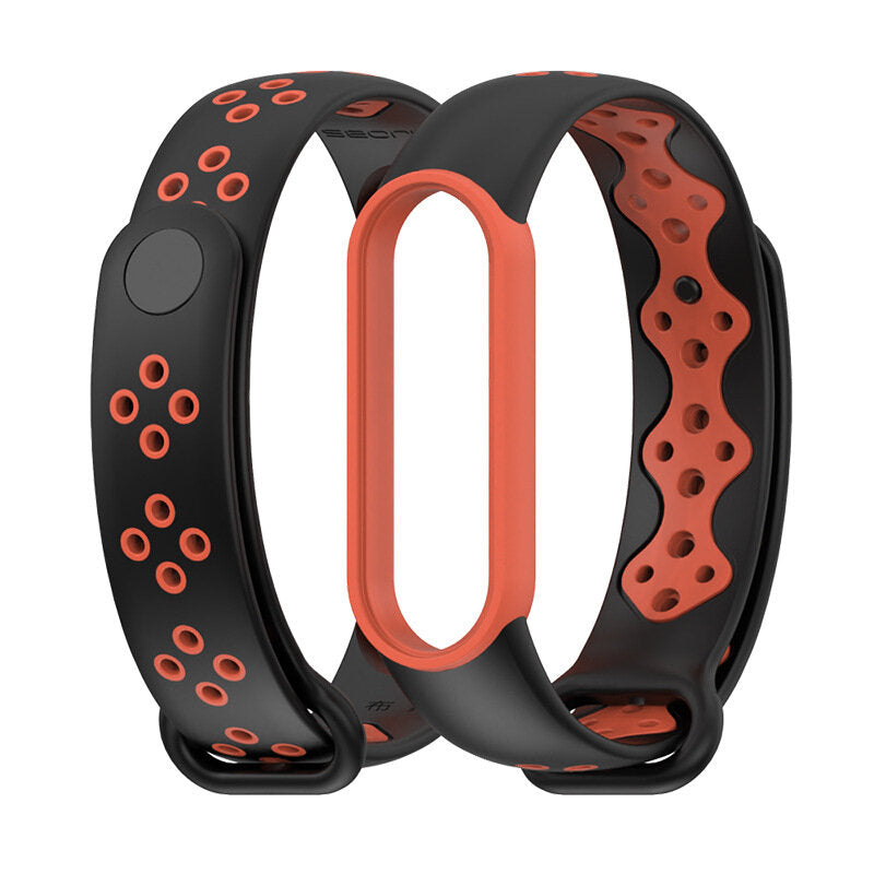 Mijobs Dual Color Silicone Soft Watch Band for Xiaomi mi band 5 Smart Watch Non-original