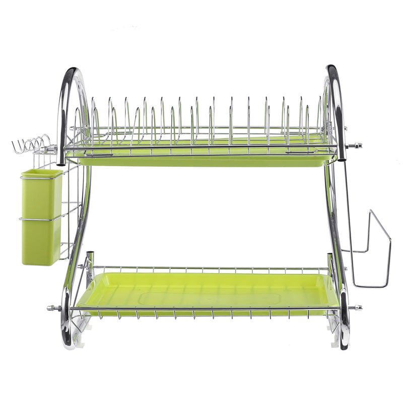 Bakeey Organizer Holder Stainless Steel Cutlery Dish Cup Kitchen Organizer Drying Rack Holder Dryer 2 Tiers Drainer Tray