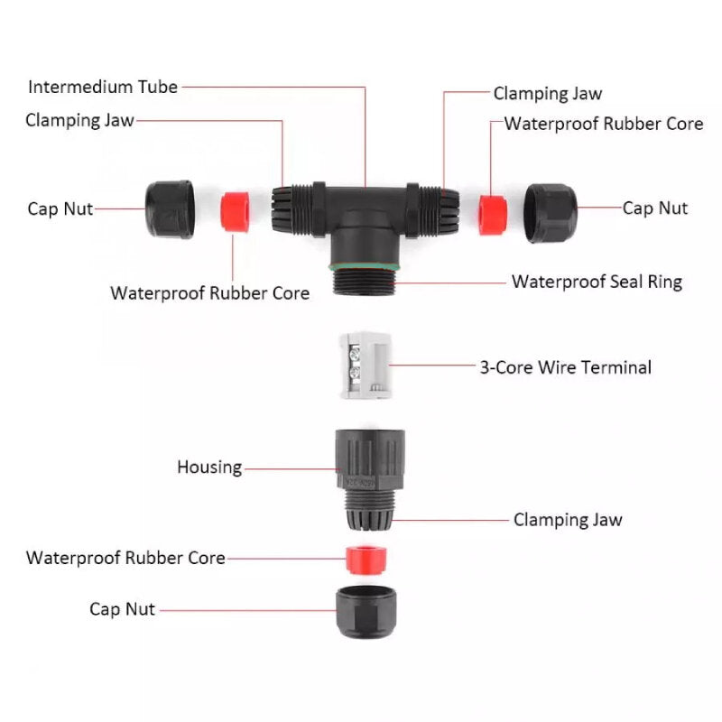 CDF-200/3T IP68 Waterproof 3 Way Cable Connector Outdoor Junction Box 450V 32A Wire Connector High Quality