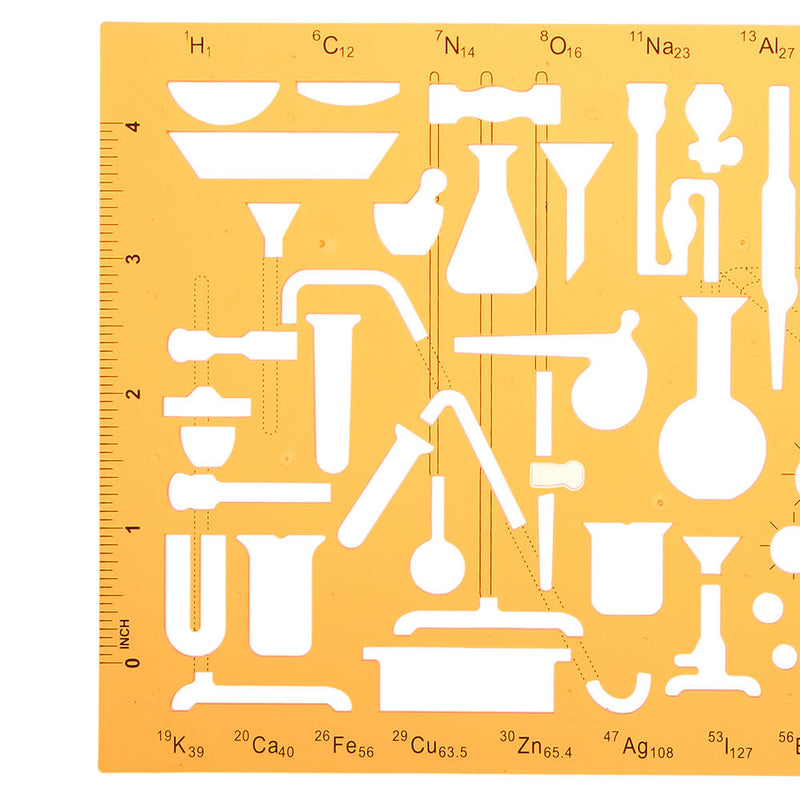 Chemistry Laboratory Experiment Symbols Drawing Template KT Soft Plastic Ruler Design Stencil