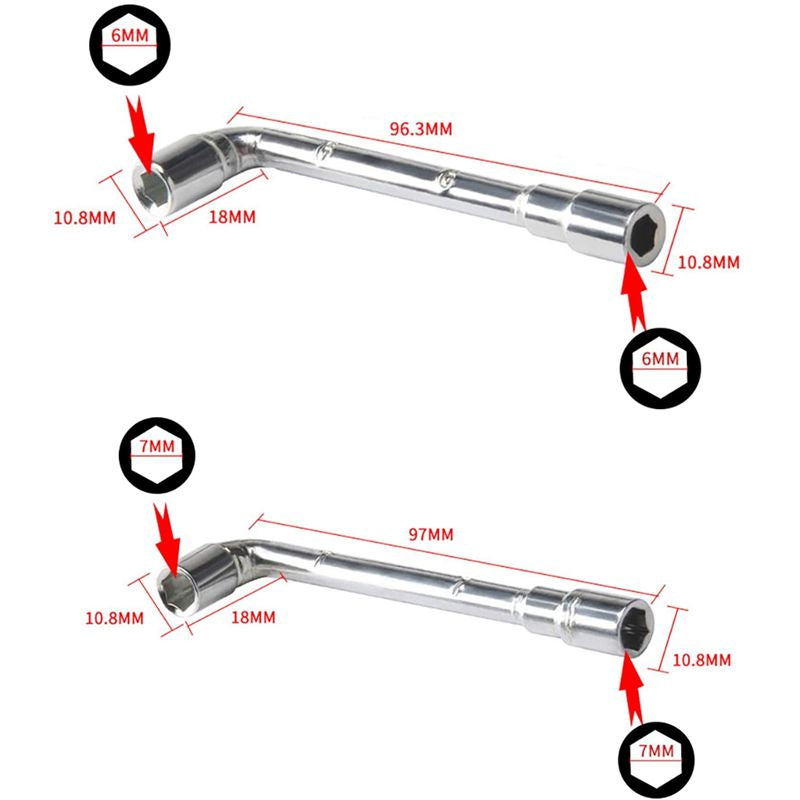 Chrome Plated Double End Perforated L-shaped Socket Wrench E3d/mk8 Nozzle Socket Mini Wrench Pipe Wrench