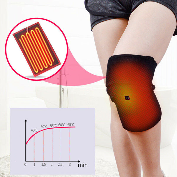 Intelligent Electric Heating Knee Pad 3 Gears Temperature Control USB Charging Carbon Fiber Far-infrared Hot Compress Care Washable Heated Knee Pad