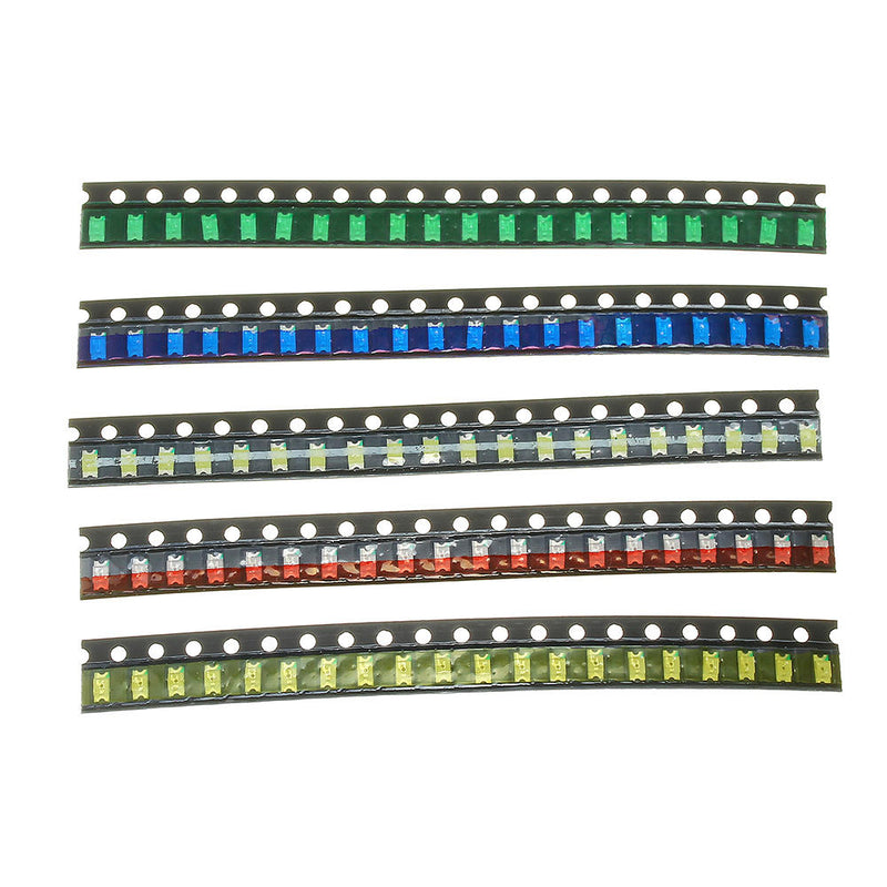 500Pcs 5 Colors 100 Each 1206 LED Diode Assortment SMD LED Diode Kit Green/RED/White/Blue/Yellow