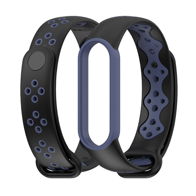 Mijobs Dual Color Silicone Soft Watch Band for Xiaomi mi band 5 Smart Watch Non-original