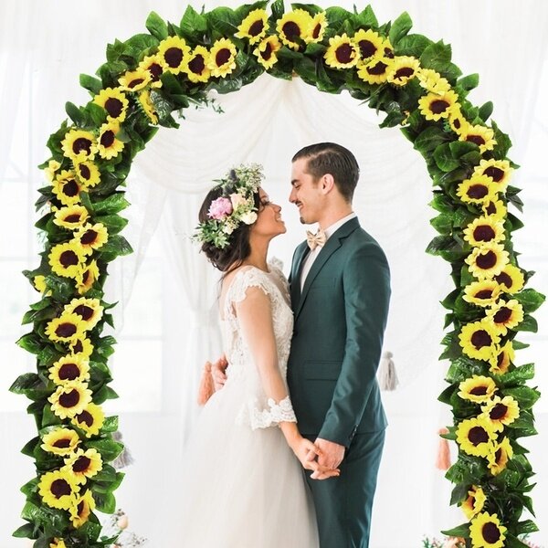 2PCS Artifical Sunflower Garland Flower Vine Wedding Floral Arch Decor Silk For Wedding Party Decoration