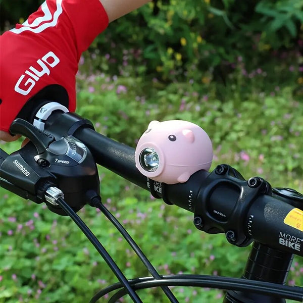 Kid's Cartoon Pig Bike Light Alarm Brightness 3 Lighting Modes with Horn for Bicycle