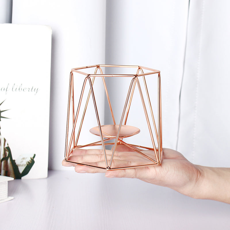 Metal Candle Holders Geometric Hexagon  Candle Holder Wedding Home Decor Tabletop Lantern