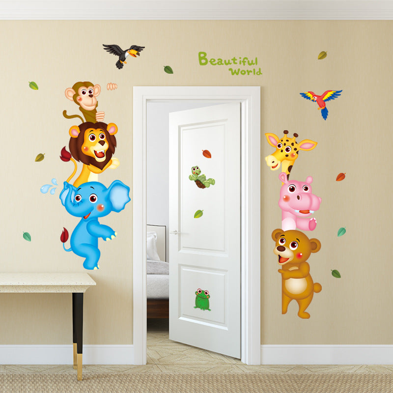 Creative Animal World Wall Stickers Corridor Kindergarten Children's Room Background Decorative Painting Removable Wall Stickers