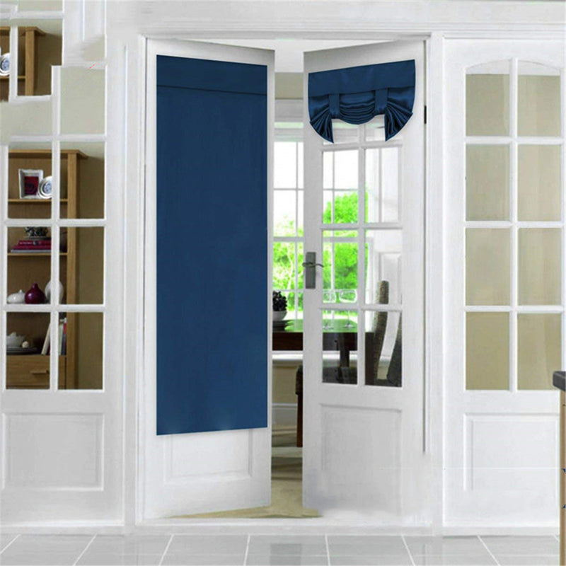 66x173cm French Door Window Curtain Shading Curtain Folding Pure Color Curtain for Home Window Decoration