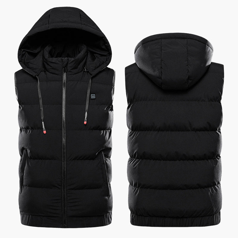 TENGOO 9 Areas Heating Jackets Unisex 3-Gears Heated Vest Coat USB Electric Thermal Clothing Hooded Vest Winter Outdoor Warm Clothing