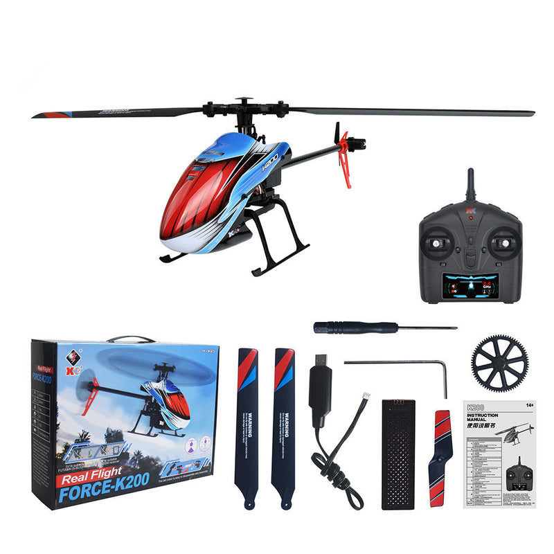 WLtoys XK K200 4CH 6-Axis Gyro Altitude Hold Optical Flow Localization Flybarless RC Helicopter RTF