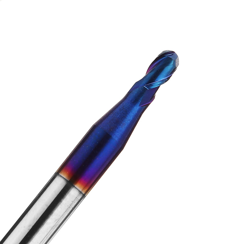 Drillpro R0.5-R2 HRC60 2 Flutes Ball Nose End Mill 50mm Blue NaCo Coating CNC Milling Cutter