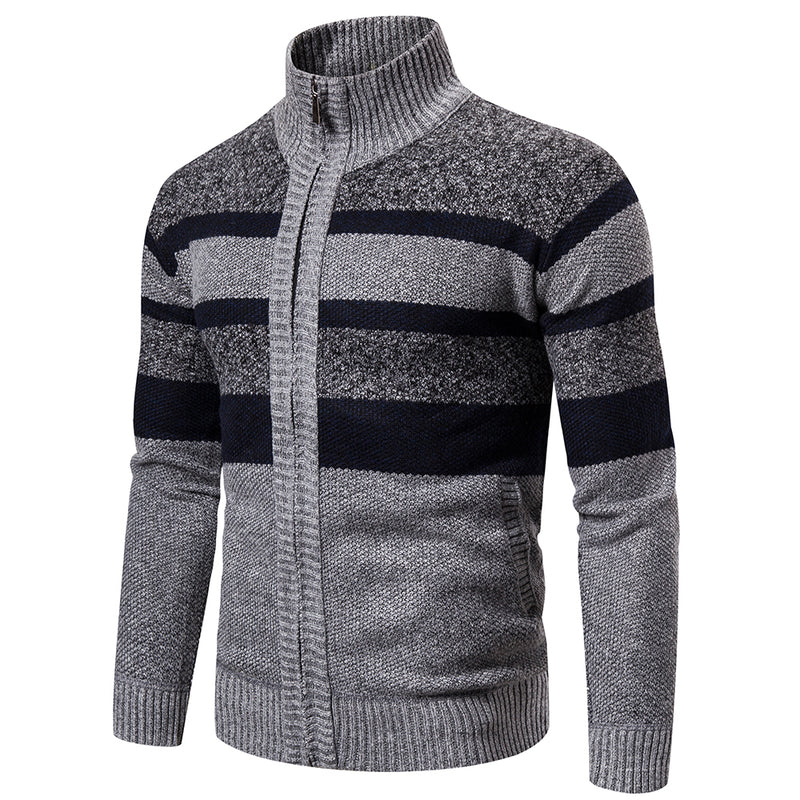 Mens Winter Knitted Cardigan Stand Collar Coat Sweater Knitwear Thick Jacket Cardigan Outwear