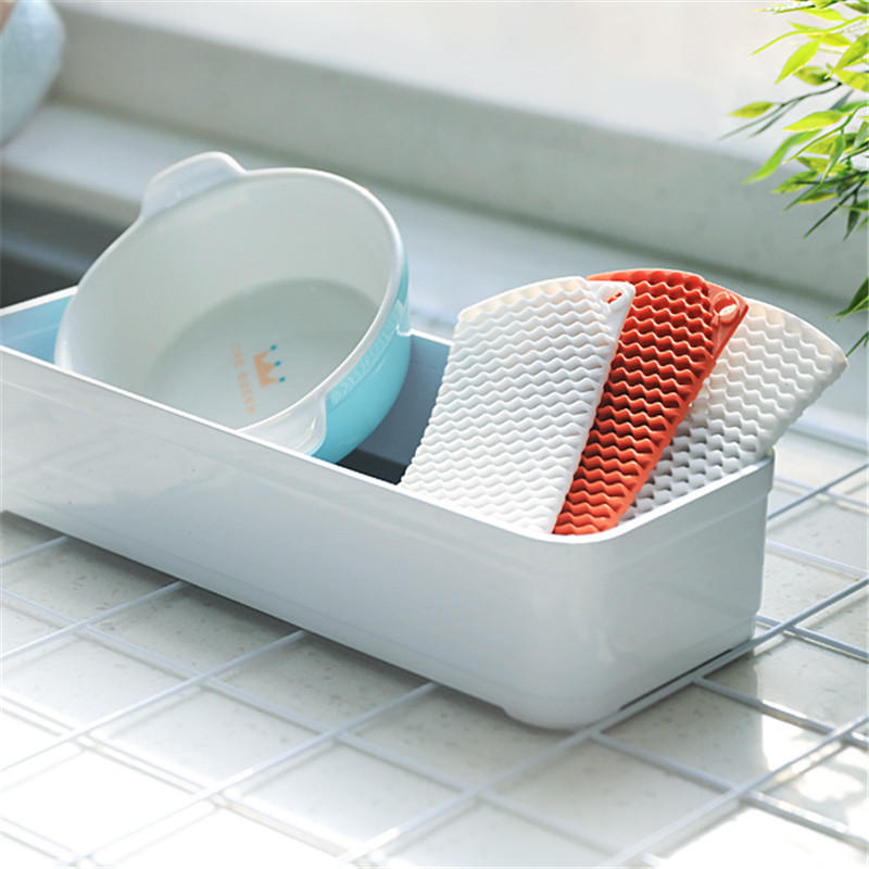 2PCS White and Red Silicone Hollow Dish Washing Sponge Scrubber Cleaning Brush Set