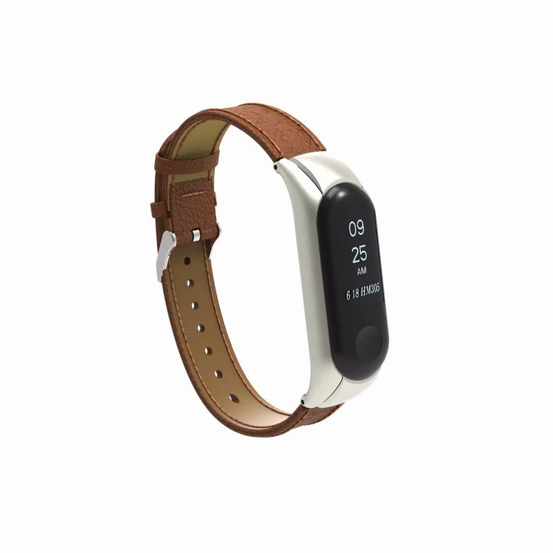 Bakeey Leather Strap with Metal Frame Replacement Wristband for Xiaomi Mi Band 3 Smart Bracelet  Non-original