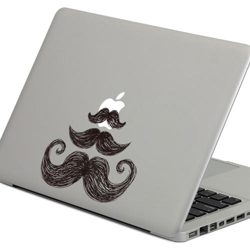 PAG Moustache Decorative Laptop Decal Removable Bubble Free Self-adhesive Partial Color Skin Sticker