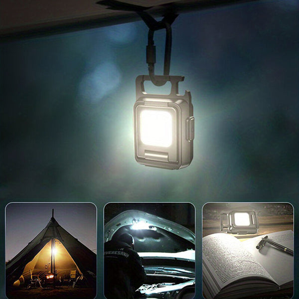 Multifunctional 1000Lm Super Brightness Flashlight Type-C Fast Charge Waterproof Mini Portable Weightlight Bottle Opener Keychain Light for Outdoor Climb