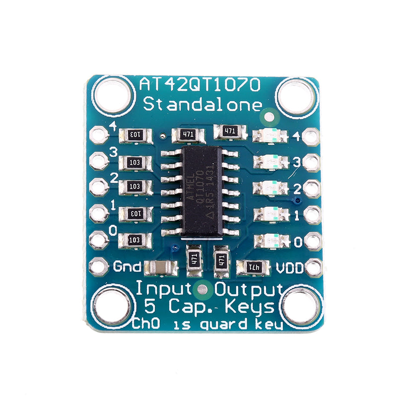 AT42QT1070 5-Pad 5 Key Capacitive Touch Screen Sensor Module Board DC 1.8 to 5.5V Power For Standalone Mode