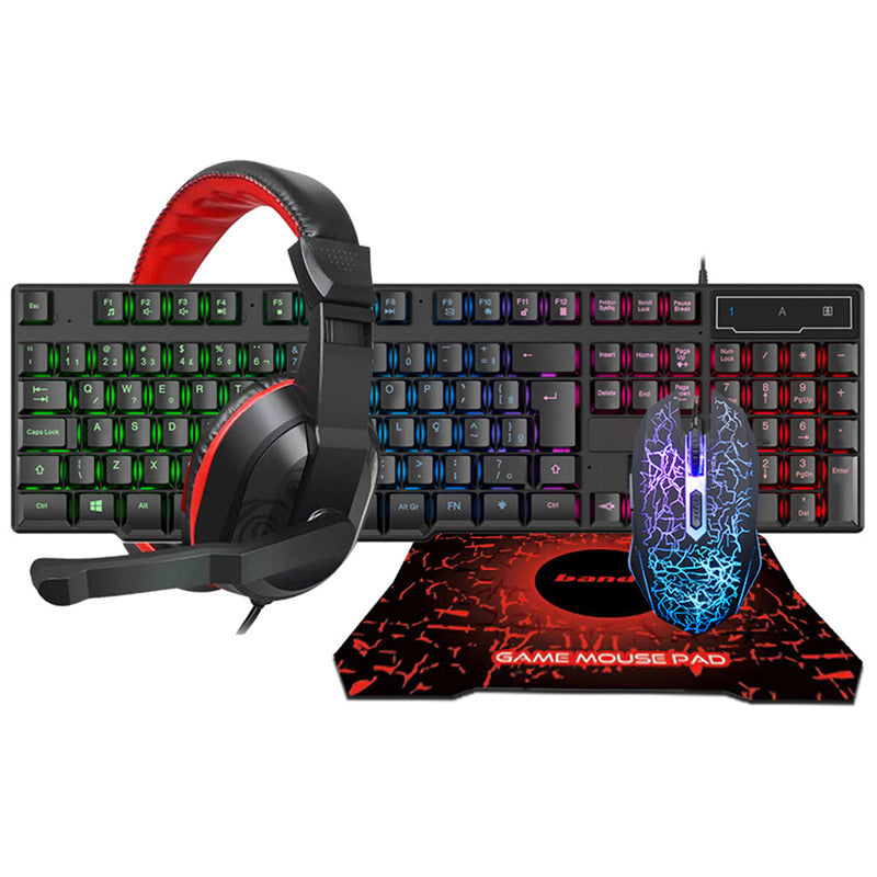 Gaming Keyboard and Mouse and Mouse pad and Gaming Headset Wired LED RGB Backlight Bundle