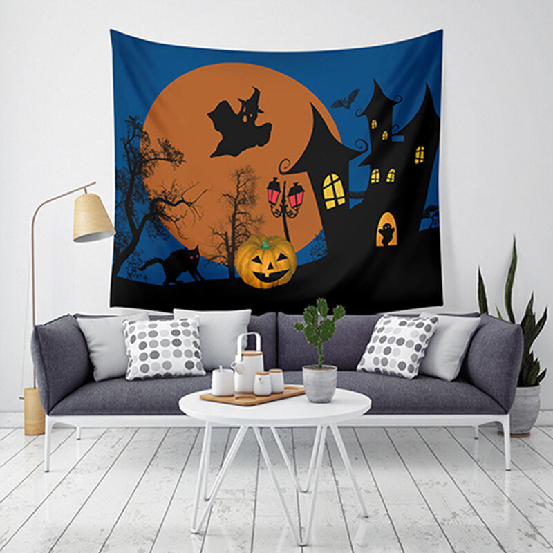 LWG5 Halloween Tapestry Pumpkin Print Hanging Tapestry Wall Art Home Decor Halloween Decorations For Home