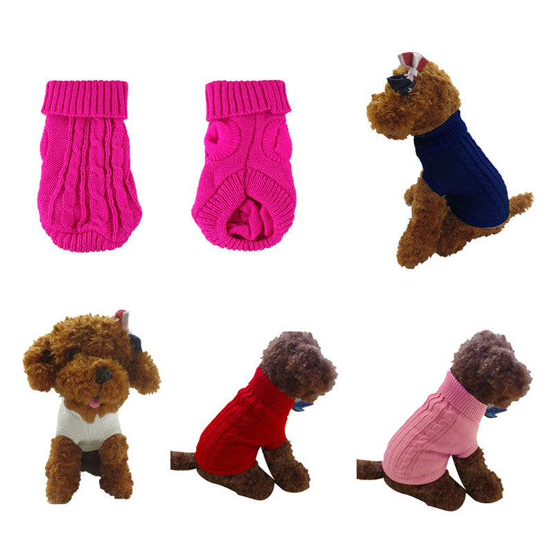 Pet Dog Cat Clothes Winter Solid Warm Sweater Knitwear Puppy Clothes Pest Coats