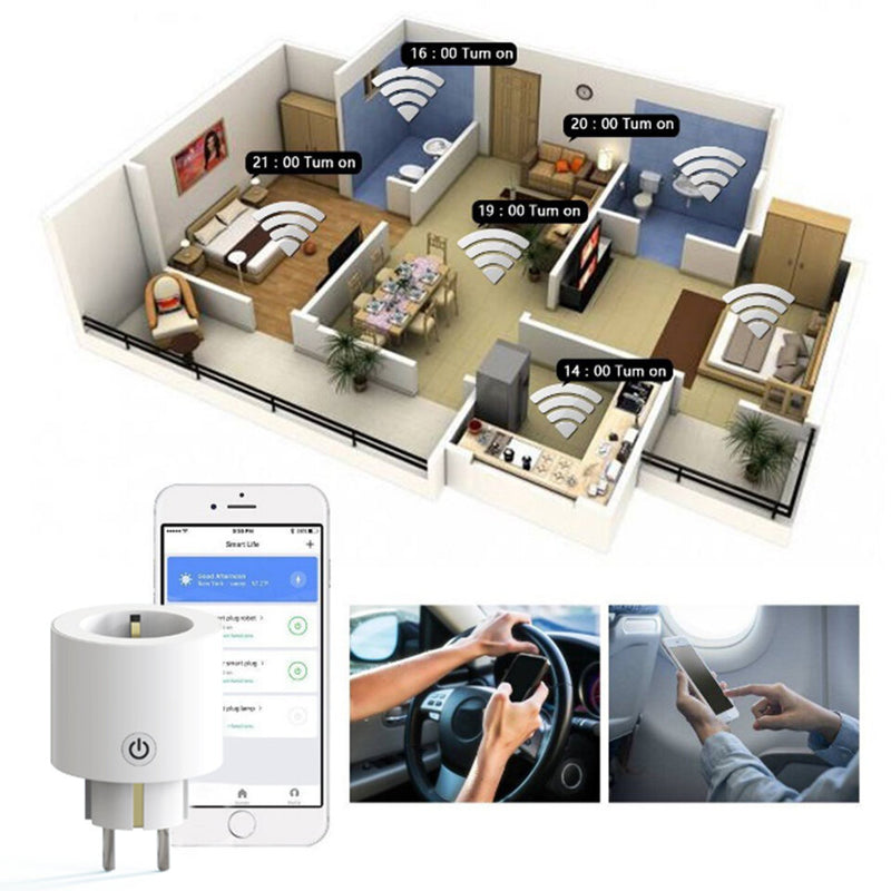 WiFi Smart Plug EU Standard Power Socket Smart Life/Tuya App Remote Control Work with Alexa Google Home No Hub Required