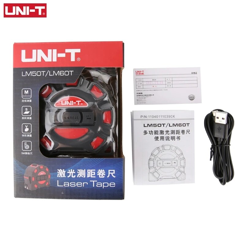 UNI-T 50M 60M Laser Tape Measure LM50T LM60T Digital Electronic Ruler Roulette Meter LCD Display Retractable Measuring Tool